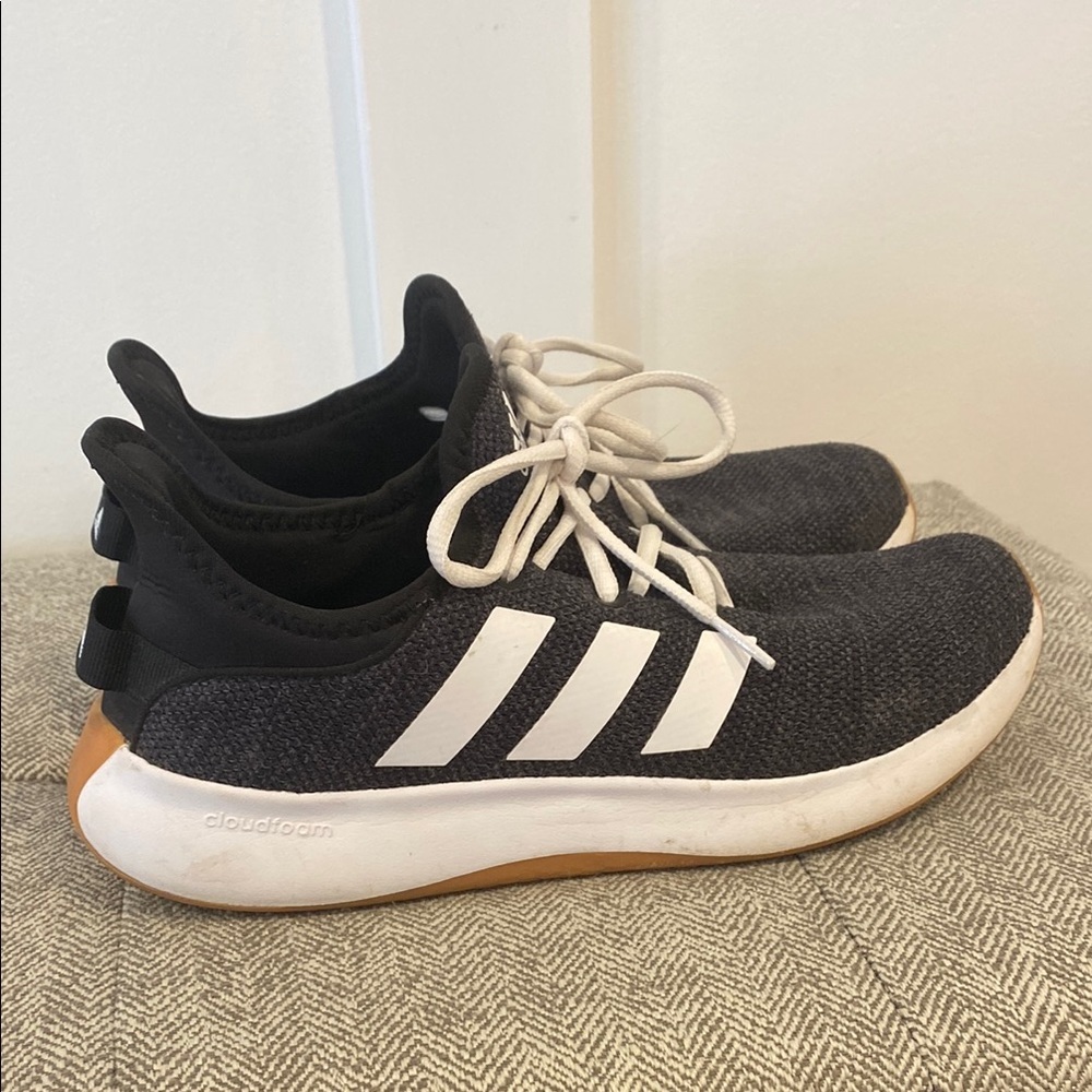 Adidas women’s gray and white slip on sneakers